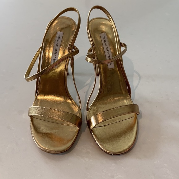 DVF Gold Strappy Ulla Heels - Picture 8 of 11
